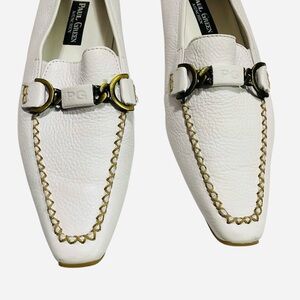 Paul Green Woman’s White Leather Slip On Moccasin Loafer Shoes Size US 9/UK 6.5